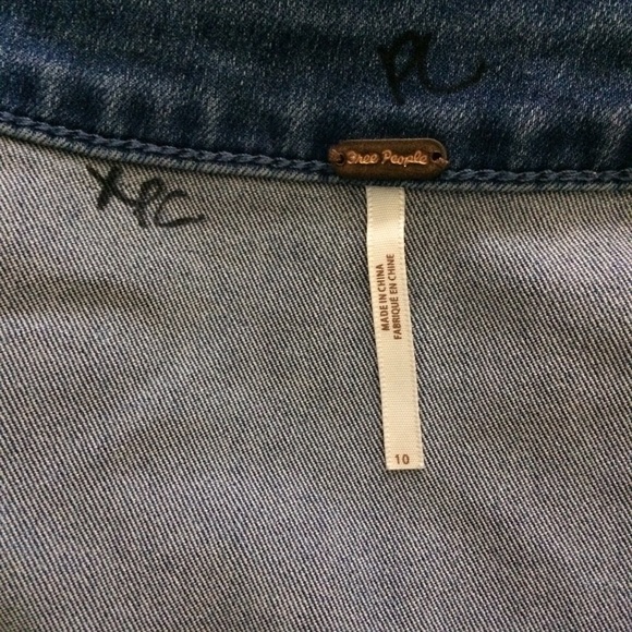 Free People Little Daisies Medium Wash Denim Button-Front Mini Skirt - Picture 2 of 4